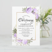 パープルフローラ水彩《キリスト教》洗礼式や命名式招待状 招待状 (スタンド正面)