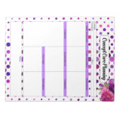パープルフローラ水玉模様_コンセプトプラ気にング ノートパッド (正面)