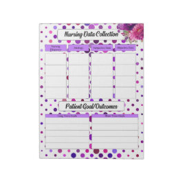 パープルフローラ水玉模様_授乳データ収集 ノートパッド