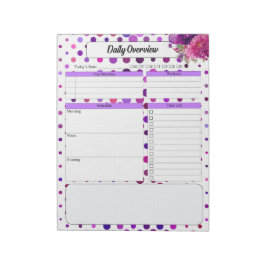 パープルフローラ水玉模様_日刊概要 ノートパッド