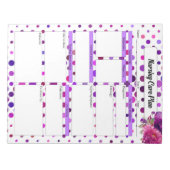パープルフローラ水玉模様_看護気に計画 ノートパッド (正面)