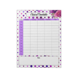 パープルフローラ水玉模様_臨床日程 ノートパッド