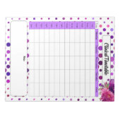 パープルフローラ水玉模様_臨床日程 ノートパッド (正面)