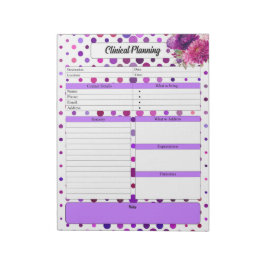 パープルフローラ水玉模様_臨床計画 ノートパッド