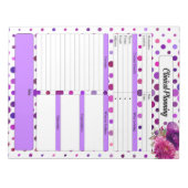 パープルフローラ水玉模様_臨床計画 ノートパッド (正面)