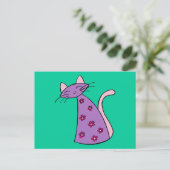 パープルフローラ猫 ポストカード (スタンド正面)