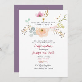 パープルフローラ確認招待状カトリック 招待状
