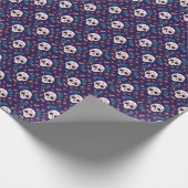 パープルフローラ糖スカルパターン ラッピングペーパー (角)