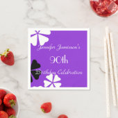 パープルフローラ紙ナプキンス90thバースデーパーティー スタンダードカクテルナプキン (インサイチュ)