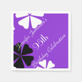 パープルフローラ紙ナプキンス95thバースデーパーティー スタンダードカクテルナプキン (正面)
