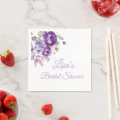 パープルフローラ紙パーソナライズされたナプキン スタンダードカクテルナプキン (インサイチュ)