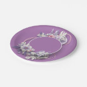 パープルフローラ紙プレート結婚ズケーキプレート ペーパープレート (アングル)