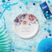 パープルフローラ紙プレート ペーパープレート (パーティー)