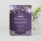 パープルフローラ素朴キンセアニェラ招待状 招待状 (スタンド正面)