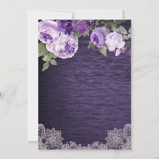 パープルフローラ素朴キンセアニェラ招待状 招待状 (裏面)