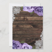 パープルフローラ素朴バラウッド&レース結婚ズ 招待状 (裏面)