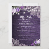 パープルフローラ素朴ブライダルシャワー招待 招待状 (正面)