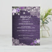 パープルフローラ素朴ブライダルシャワー招待 招待状 (スタンド正面)