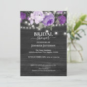 パープルフローラ素朴ブライダルシャワー招待 招待状 (スタンド正面)