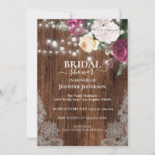 パープルフローラ素朴ブライダルシャワー招待 招待状 (正面)
