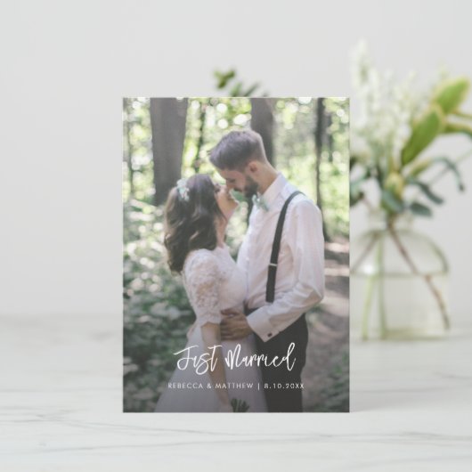 パープルフローラ結婚たった今結婚しましたのカップル写真 案内状 (スタンド正面)