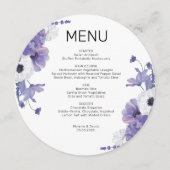 パープルフローラ結婚のフラットメニューカード メニュー (正面)