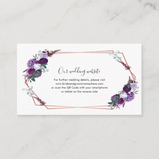 パープルフローラ結婚のWebサイトエンクロージャカード エンクロージャーカード (正面)
