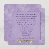 パープルフローラ結婚エンボスの誓いの更新 招待状 (正面/裏面)