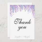 パープルフローラ結婚サンキューカード サンキューカード (正面/裏面)