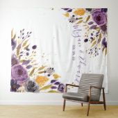 パープルフローラ結婚ズバックドロップ披露宴デコール タペストリー (インサイチュ(横))