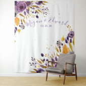 パープルフローラ結婚ズバックドロップ披露宴デコール タペストリー (インサイチュ)