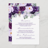 パープルフローラ結婚ズ情報ゲストカード エンクロージャーカード (正面/裏面)