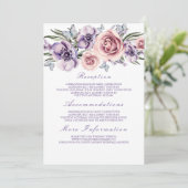 パープルフローラ結婚ズ情報ゲストカード 招待状 (スタンド正面)