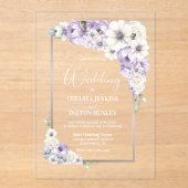 パープルフローラ結婚ズ アクリル招待状 (正面)