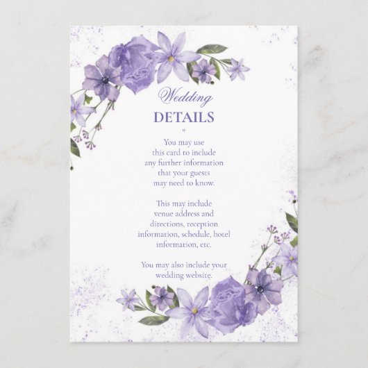 パープルフローラ結婚ズ エンクロージャーカード (正面)