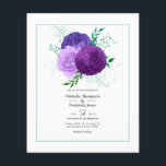 パープルフローラ結婚ズ チラシ<br><div class="desc">紫、薄紫、紫外線のアクセントを持つ水色フローラ結婚式招待状あなたの仕様にカスタマイズ可能。封筒は含まれない。同じテーマに封筒が含まれ、一致する製品が含まれる厚い招待状については、以下のコレクションを参照。</div>