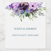 パープルフローラ結婚ズ ワインラベル (シングルラベル)