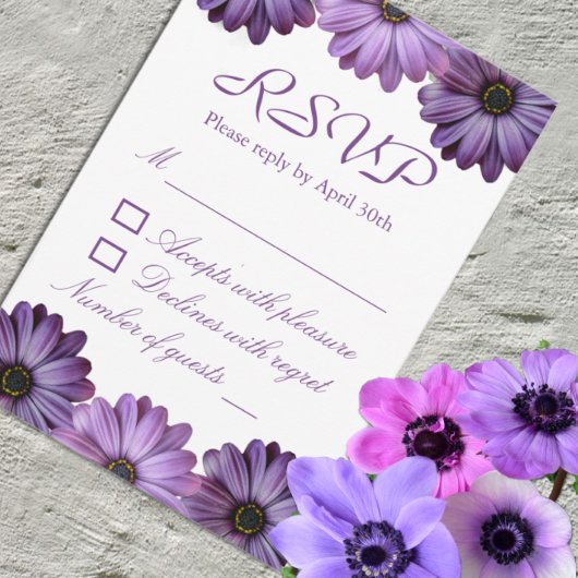 パープルフローラ結婚ズ 出欠カード