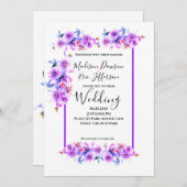 パープルフローラ結婚ズ 招待状 (正面/裏面)