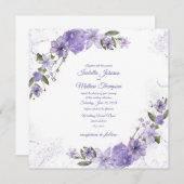 パープルフローラ結婚ズ 招待状 (正面/裏面)