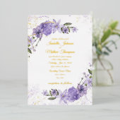 パープルフローラ結婚ズ 箔招待状 (立ち正面)