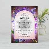 パープルフローラ結婚ズ 箔招待状 (立ち正面)