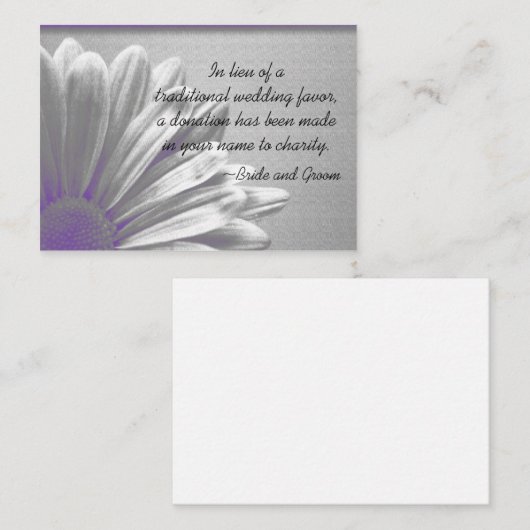 パープルフローラ結婚ハイライトのチャリティー エンクロージャーカード (正面/裏面)