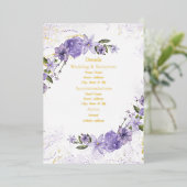 パープルフローラ結婚フォイル詳細カード 箔招待状 (立ち正面)