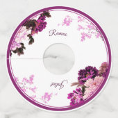 パープルフローラ結婚リングや輪のワイングラスラベル ワイングラスタグ (裏面)