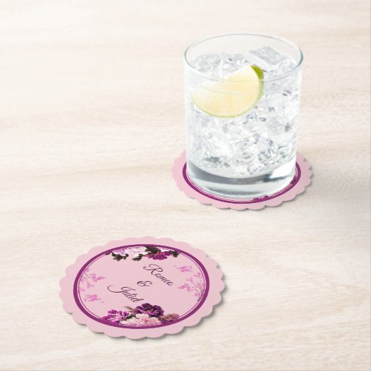 パープルフローラ結婚リングや輪コースター ペーパーコースター (インサイチュ)