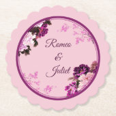 パープルフローラ結婚リングや輪コースター ペーパーコースター (正面)