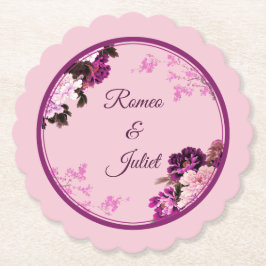 パープルフローラ結婚リングや輪コースター ペーパーコースター