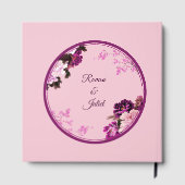 パープルフローラ結婚リングや輪ズゲストブック ゲストブック (裏面)