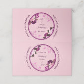 パープルフローラ結婚リングや輪座席表 プレイスカード (外部開封)